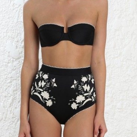 Zimmermann Juniper Appliqué High Waisted Bikini Bottom size